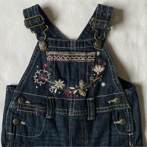 Gap Overalls 3 6 Months Embroidered Flowers Flennel Lined EUC Baby Boys Girls